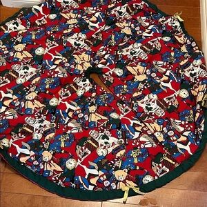 Festive Red and Green Holiday Tree Skirt
